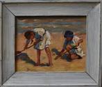 Spelend op het strand=Hollandse school (XX) Louis Soonius., Antiek en Kunst, Ophalen of Verzenden