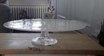 Glazen gebaksschaal - taartschaal - op voet - glas - cirkels, Ophalen of Verzenden, Overige stijlen, Glas, Schaal of Schalen
