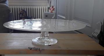 Glazen gebaksschaal - taartschaal - op voet - glas - cirkels beschikbaar voor biedingen