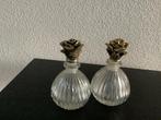 Antieke glazen parfumflesjes met rozenstop, Verzamelen, Ophalen of Verzenden, Gebruikt, Parfumfles