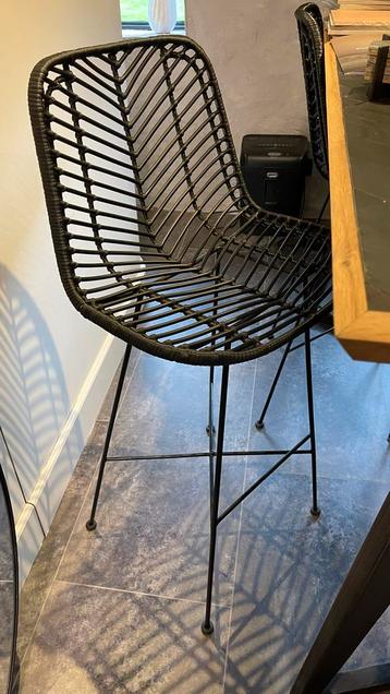 Zwarte Rotan Barstoelen - Set van 4 beschikbaar voor biedingen