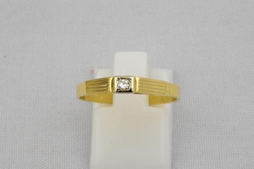 14 karaat gouden ring met Diamant 1095-G, Sieraden, Tassen en Uiterlijk, Ringen, Gebruikt, Dame, 18 tot 19, Goud, Goud, Met edelsteen