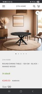 Round Table - Mango wood - 120cm - Zwart, Ophalen, Rond, Zo goed als nieuw, Modern