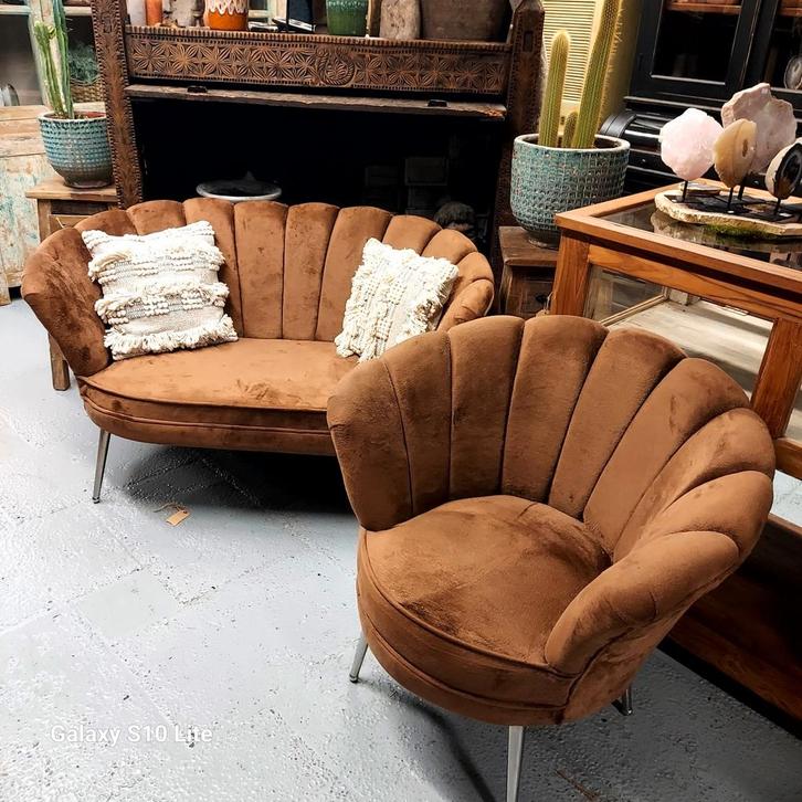 Velvet bankje en stoel als nieuw!!, Huis en Inrichting, Stoelen, Zo goed als nieuw, Eén, Ophalen of Verzenden