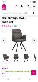 Raffy Eetkamerstoelen 4x Leen Bakker - Stof Antraciet, Ophalen, Nieuw, Stof, Vier