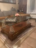 Mooie salontafel met lade en glasplaat, 100 tot 150 cm, Zo goed als nieuw, Minder dan 50 cm, Rechthoekig