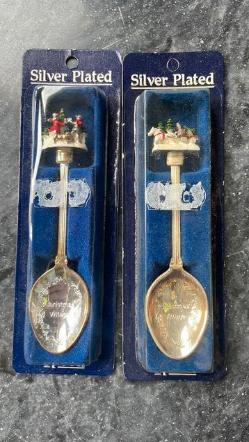 Verzilverde silver plates theelepels met kerst motief beschikbaar voor biedingen