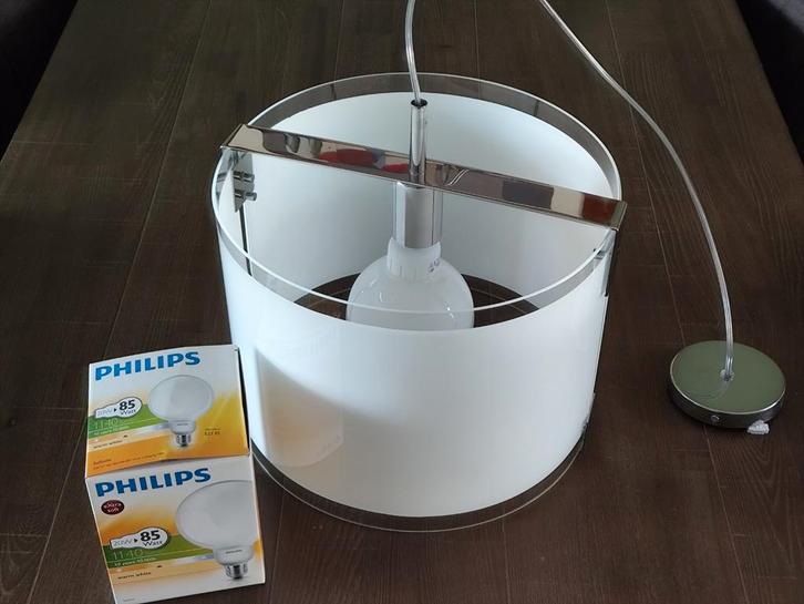 Glazen Philips hanglamp + nieuwe lichtbron 1140 lumen, Huis en Inrichting, Lampen | Hanglampen, Zo goed als nieuw, Minder dan 50 cm