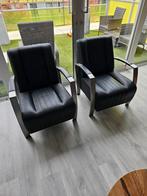 2 Zwarte Fauteuils met Metalen Frame, Ophalen