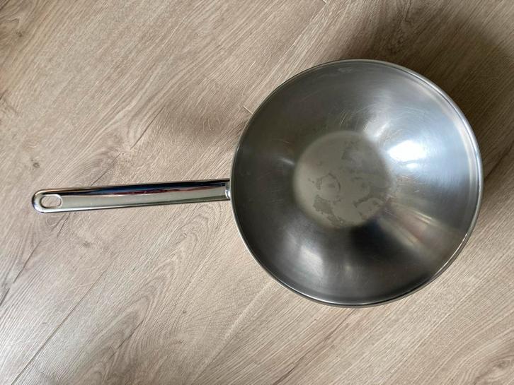 Demeyere Apollo Wokpan - Zo Goed Als Nieuw!, Huis en Inrichting, Keuken | Potten en Pannen, Zo goed als nieuw, Wok, Rvs, Inductieplaat