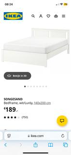 Somgesand bed Ikea 140x200 wit, Wit, Tweepersoons, Zo goed als nieuw, Hout