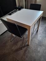 Ikea houten eettafel wit uitschuifbaar + 2 stoelen, Huis en Inrichting, Tafels | Eettafels, Ophalen, 100 tot 150 cm, Tot twee personen