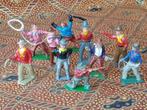 Tien cowboys oud speelgoed uit Engeland van tin.