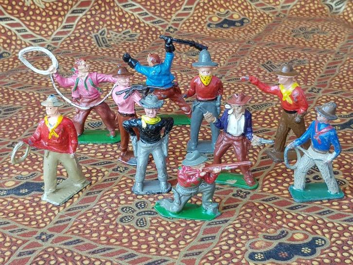 Tien cowboys oud speelgoed uit Engeland van tin., Antiek en Kunst, Antiek | Speelgoed, Ophalen of Verzenden