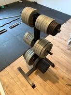 Gorilla en Domyos (gewicht) halterschijven, Sport en Fitness, Fitnessmaterialen, Ophalen, Zo goed als nieuw, Benen, Halterschijven