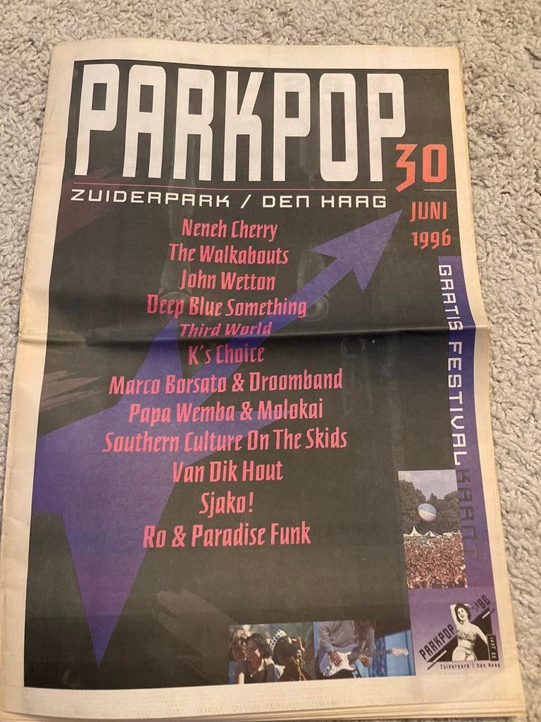 PARKPOP 1996 krant SJAKO Walkabouts K’S CHOICE Van Dik Hout, Ophalen of Verzenden, Muziek, Film of Tv
