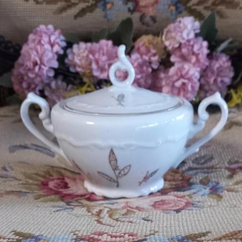 Mooie brocante suikerpot, wit/goud, Gebrüder Benedict, Antiek en Kunst, Curiosa en Brocante, Ophalen of Verzenden