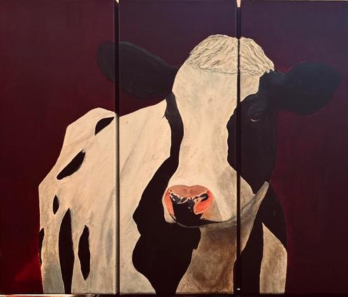 Drieluik Koe, Antiek en Kunst, Kunst | Schilderijen | Modern, Ophalen of Verzenden