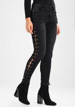 Urban Classics lace up skinny jeans zwart, maat 29, Kleding | Dames, Spijkerbroeken en Jeans, W28 - W29 (confectie 36), Ophalen of Verzenden