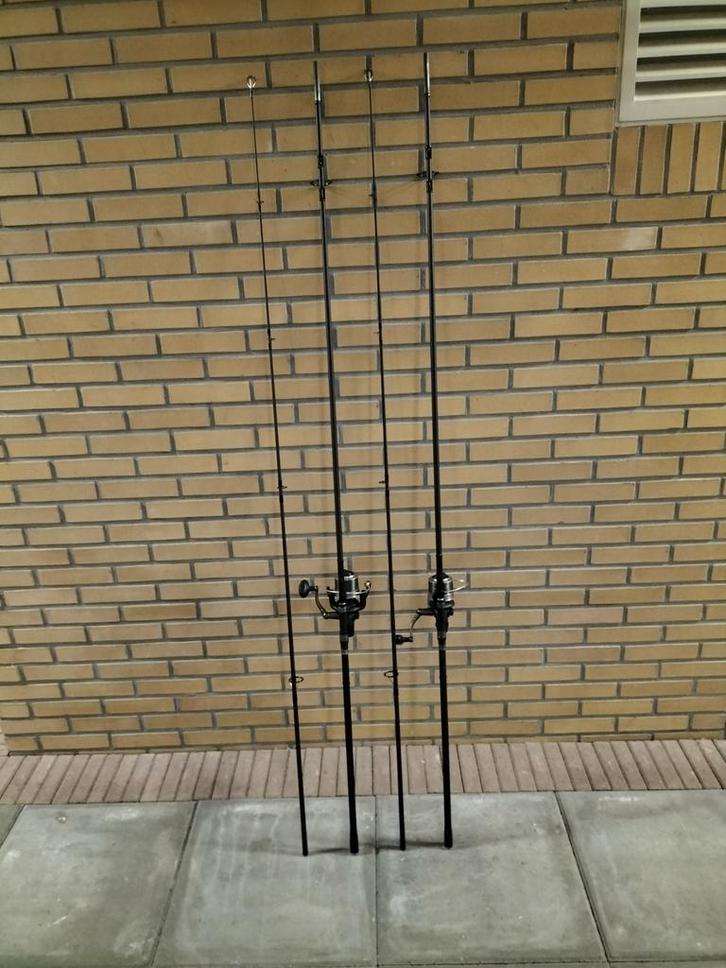 2X ZGAN SHIMANO TX 2+ZGAN SPRO VRIJLOOP MOLENS+ZGAN FOUDRAAL, Watersport en Boten, Hengelsport | Karpervissen, Zo goed als nieuw