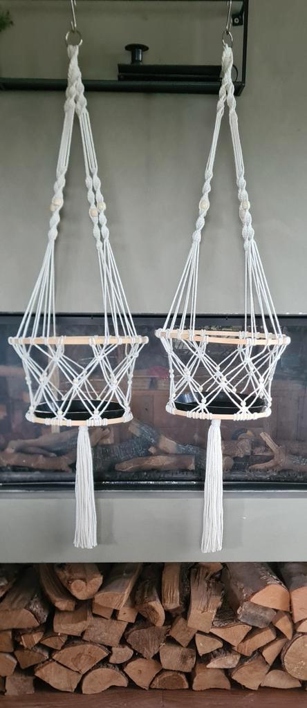 Macramé Plantenhanger met Schaal, Huis en Inrichting, Woonaccessoires | Overige, Nieuw, Ophalen of Verzenden