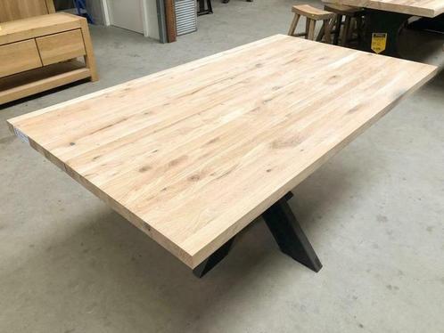 Actie - Massief Eiken tafel - tafelblad - Recht - 40 mm dik, Huis en Inrichting, Tafels | Eettafels, Nieuw, 50 tot 100 cm, Vijf personen of meer
