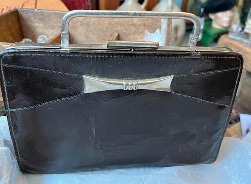 Antiek Lederen Handtas- Art Deco Stijl, Antiek en Kunst, Antiek | Kleding en Accessoires, Dames, Ophalen of Verzenden