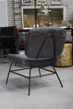 Hippe grijze fauteuil metaal & stof antraciet industrieel, Metaal, Zo goed als nieuw, 50 tot 75 cm, Ophalen