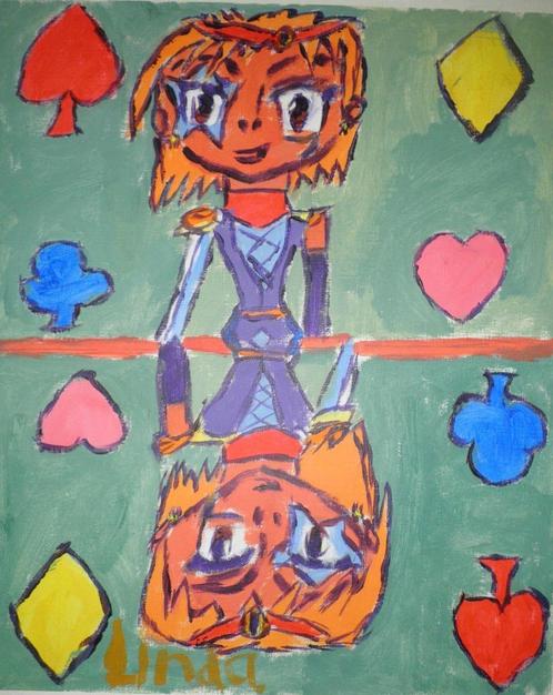 schilderij speelkaart, Antiek en Kunst, Kunst | Schilderijen | Modern, Ophalen of Verzenden