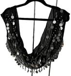 NIEUW zwarte heup sjaal met muntjes IBIZA Gypsy style, Verzenden, Nieuw, Sjaal