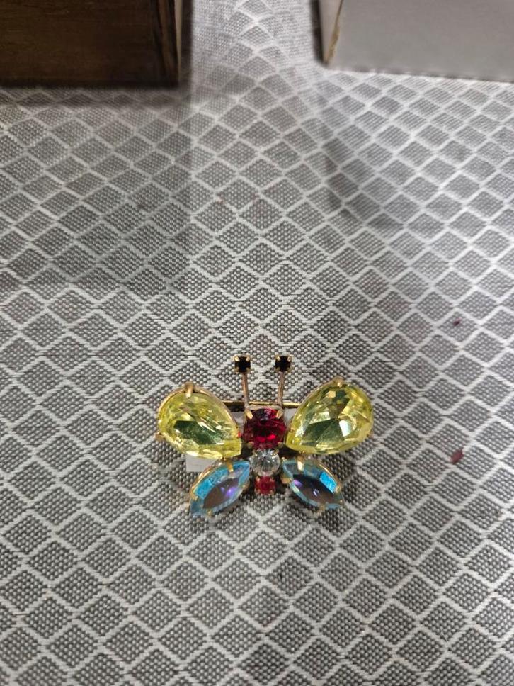 Vintage Uranium Broche - Nieuwstaat!, Sieraden, Tassen en Uiterlijk, Broches, Nieuw, Overige materialen, Geel, 4 tot 7 cm, Met kristal