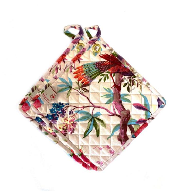 ecru pannenlap paradise Imbarro ook in het roze leuk kado, Huis en Inrichting, Keuken | Textiel, Nieuw, Overige typen, Wit, Ophalen of Verzenden