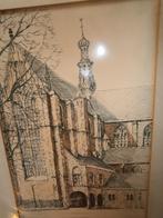 Alkmaar, Ingelijste Litho, v/d GROTEKERK door BROBBEL, Antiek en Kunst, Kunst | Litho's en Zeefdrukken, Ophalen of Verzenden