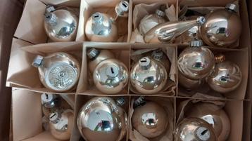 oude vintage kerstballen glas zilver  beschikbaar voor biedingen