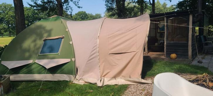 Karsten oppomptent 3x3 met verleng luifel, Caravans en Kamperen, Tenten, Zo goed als nieuw, Ophalen