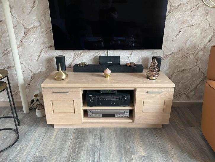 Stereomeubel wit eiken, Huis en Inrichting, Kasten | Televisiemeubels, Zo goed als nieuw, Minder dan 100 cm, 25 tot 50 cm, Ophalen