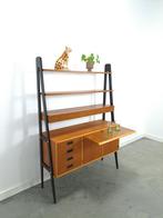 Zweeds teak wandkast roomdivider met lades vintage, Gebruikt, Ophalen of Verzenden, Minder dan 150 cm, 150 tot 200 cm