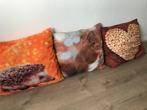 3 herfst kussens, Ophalen, Gebruikt, Bruin, Vierkant