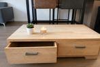 Licht houten salontafel met lades - 130x70x37 cm, Ophalen, 100 tot 150 cm, 50 tot 100 cm, Zo goed als nieuw
