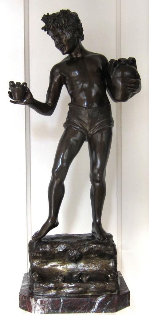 c a 1900==GESIGNEERD==de jonge verkoper==63 cm==BRONS==, Antiek en Kunst, Antiek | Koper en Brons, Brons, Ophalen