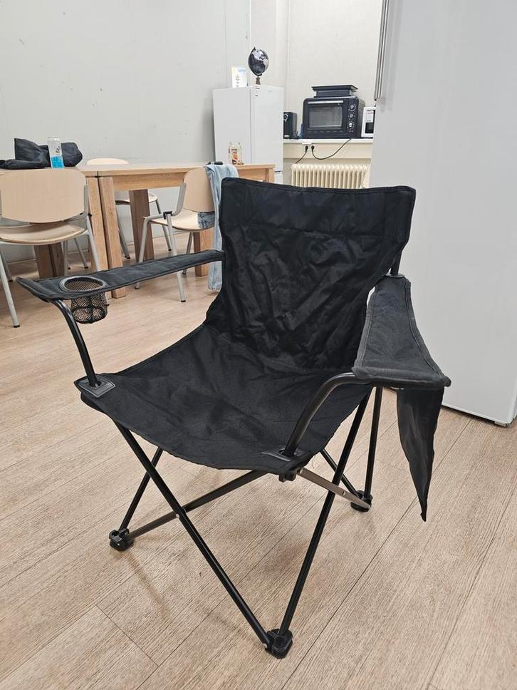 Comfortabele Campingstoel met Bekerhouder + Hoes, Caravans en Kamperen, Kampeermeubelen, Ophalen of Verzenden