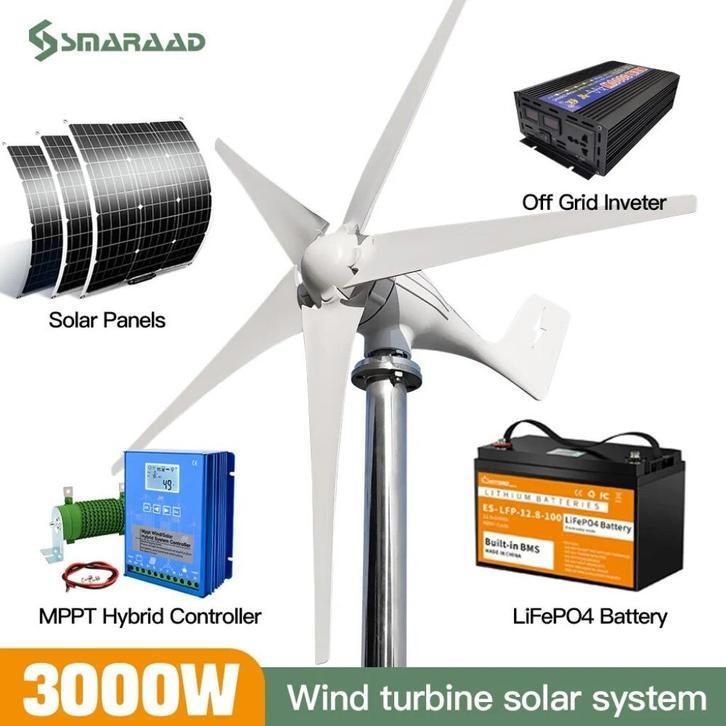 Windmolen - Horizontale Windturbine - 3000W, Tuin en Terras, Windwijzers en Windmolens, Nieuw, Ophalen of Verzenden