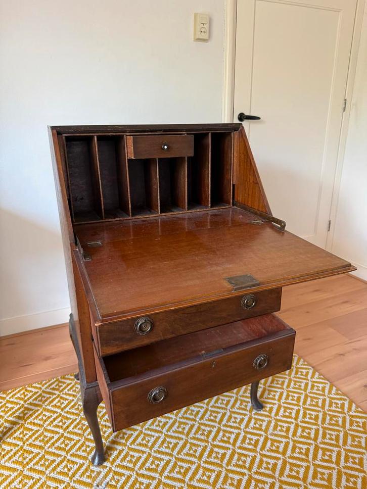 Antieke Secretaire met Klep en Lades - Vintage Elegantie, Antiek en Kunst, Antiek | Meubels | Kasten, Ophalen