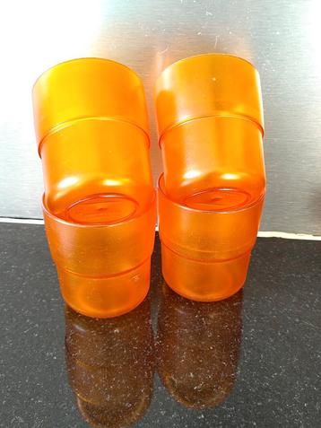 Vintage Retro plastic curver oranje bekers camping vakantie  beschikbaar voor biedingen