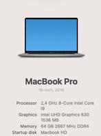 Macbook Pro 16" (late 2019), 16 inch, Qwerty, Gebruikt, 64 GB of meer