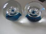 2 presse papier bel en ring blauw glazen bol (254b), Ophalen of Verzenden