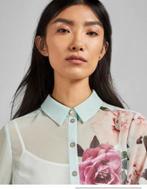 Ted Baker chiffon blouse mintgroen met bloemenprint Ted4=40, Maat 38/40 (M), Verzenden, Nieuw, Ted Baker