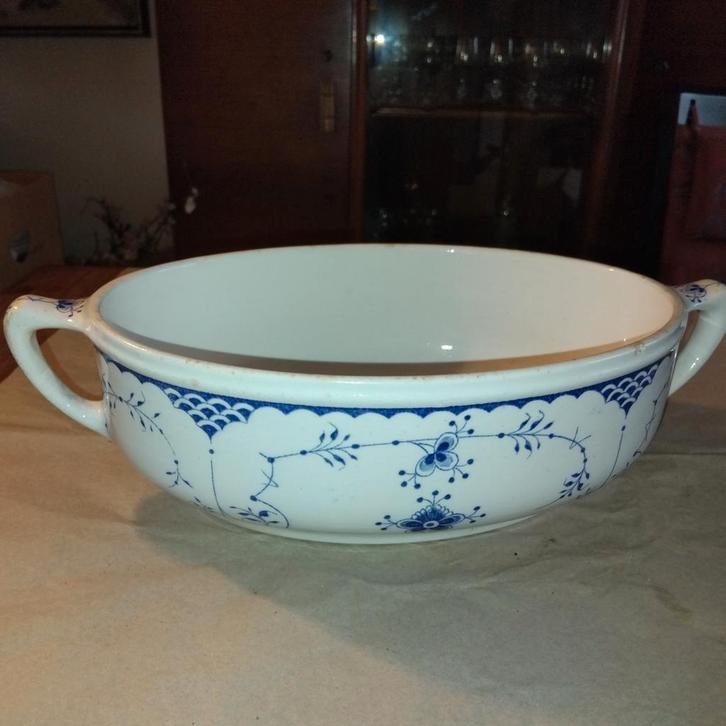 Antieke Villeroy &Boch Meissen 20e Dekschaal met Blauw Decor, Antiek en Kunst, Antiek | Schalen, Ophalen of Verzenden