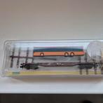 Minitrix 15236 platte wagen DB AG, 4-assig, met bus, Hobby en Vrije tijd, Modeltreinen | N-Spoor, Gelijkstroom, Trix, Ophalen of Verzenden