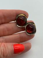 X736 Prachtige zilveren manchetknopen barnsteen, Ophalen of Verzenden, Zilver, Manchetknopen, Met edelsteen